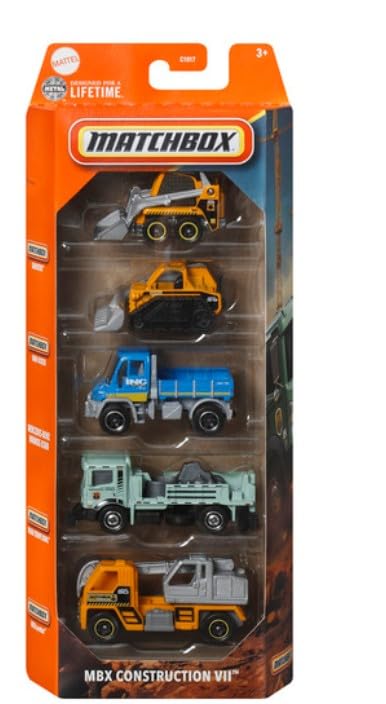 Hot Wheels Matchbox MBX Construction VII 5 Pack diecast construction vehicles for creative play