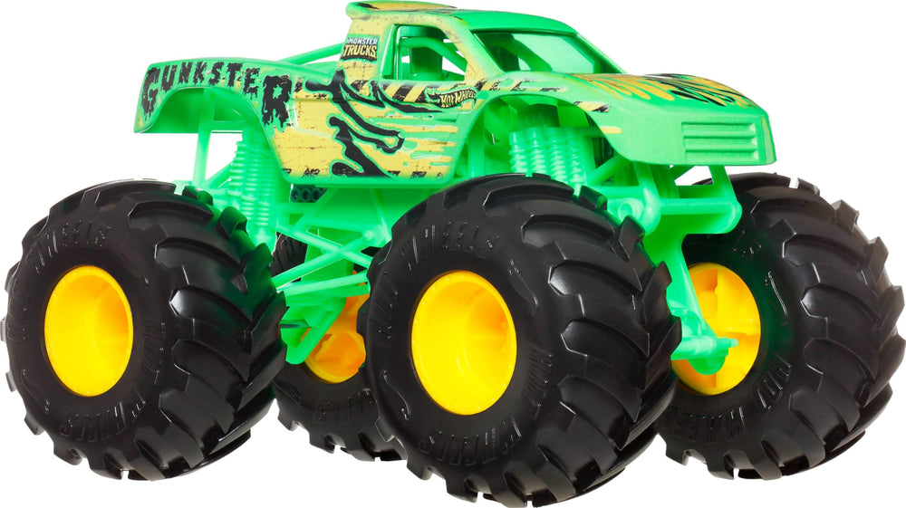 Hot Wheels Monster Trucks oversized die-cast truck with 1:24 scale for dynamic crash play.