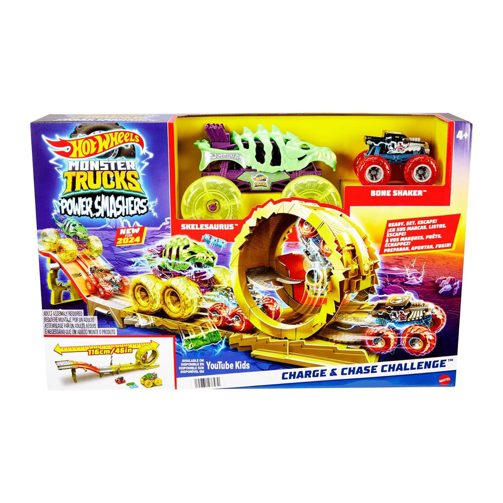 Hot Wheels Monster Trucks Track Set suitable for ages 4 and up for imaginative play.