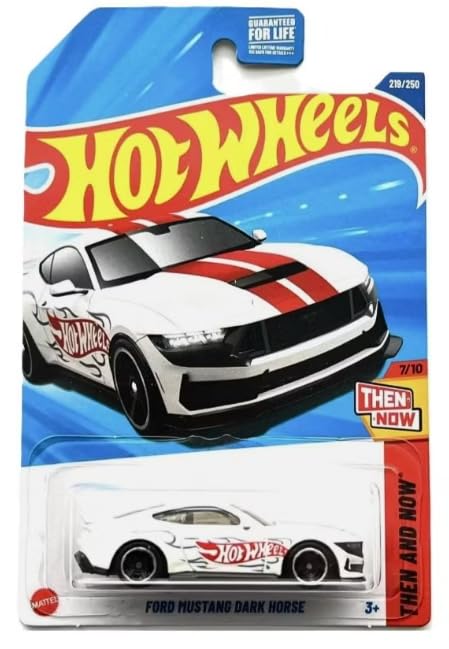 Hot Wheels Mustang Dark Horse white 1:64 scale diecast for display and collection.
