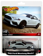 Hot Wheels Mustang Mach 1 gray front view for display and collection.
