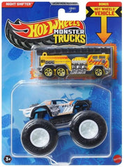 Hot Wheels Night Shifter Police monster truck with crushable 5 Alarm car for action-packed play