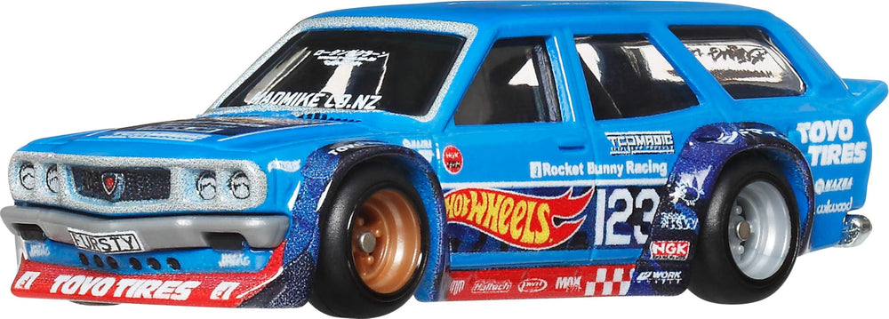 Hot Wheels Premium Car Culture Evo IX Wagon front view, crisp details for display.