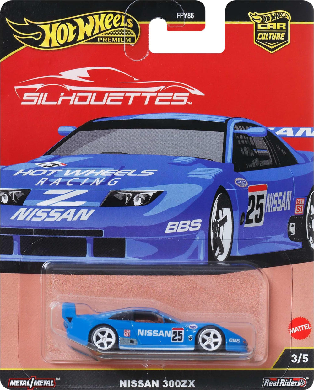 Hot Wheels Nissan 300GTX silhouettes for display and collection