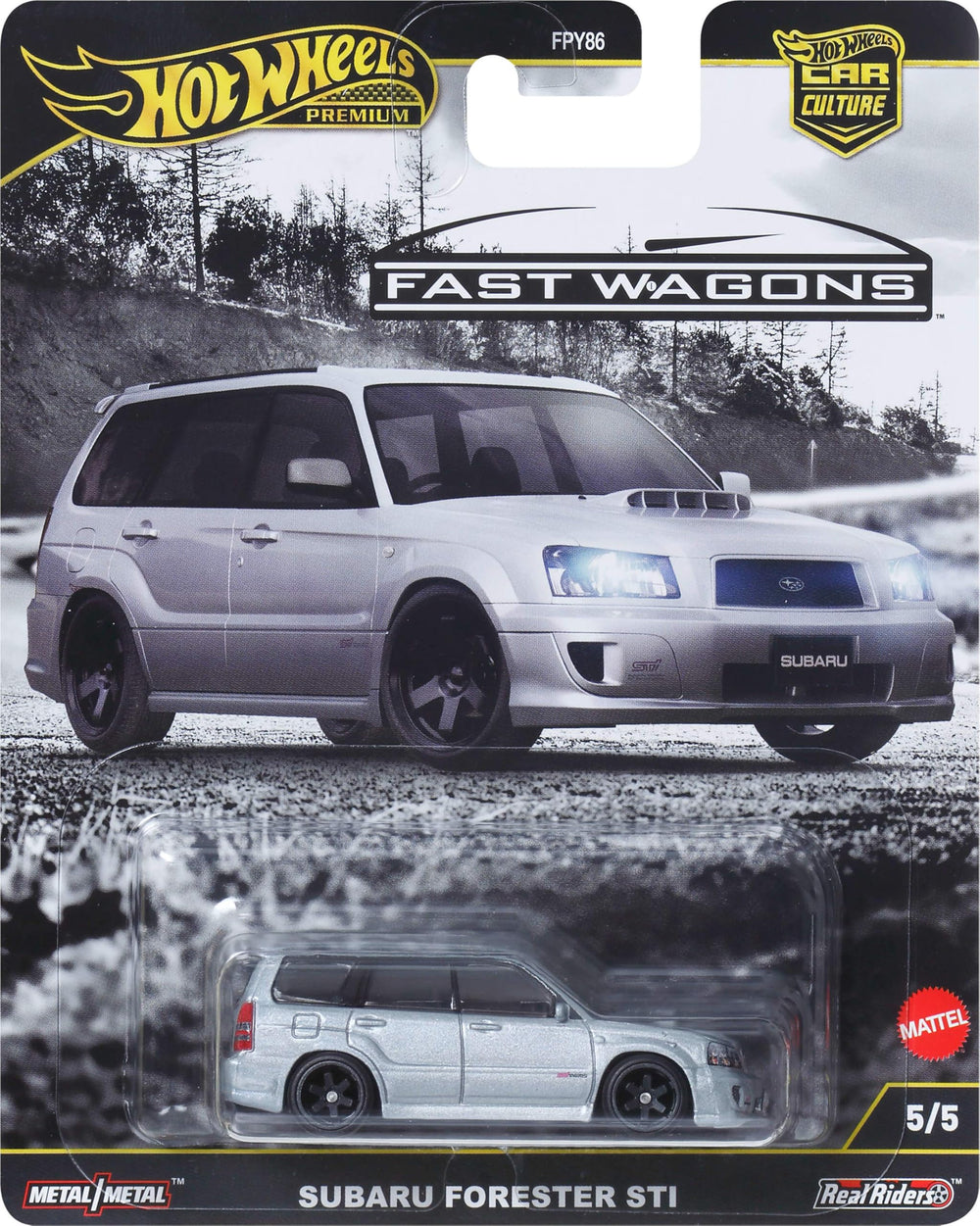 Hot Wheels Premium Car Culture Subaru Forester STI Ronin Run 2 front view with authentic deco for display