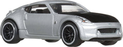 Hot Wheels Premium Fast-Furious 1:64 car side view highlights vivid decos for display.
