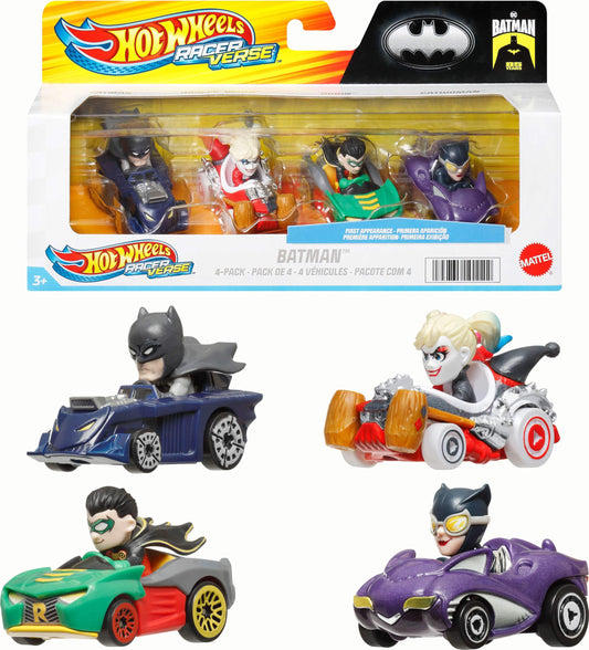 Hot Wheels RacerVerse 4-pack front view, ready for track play.