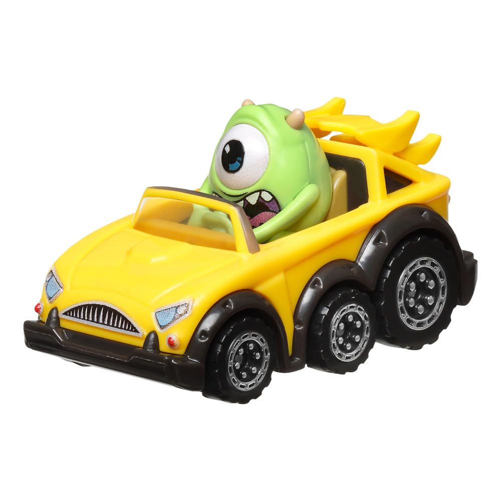 Hot Wheels RACERVERSE Mike Wazowski car front view shows bold colors for collector display.