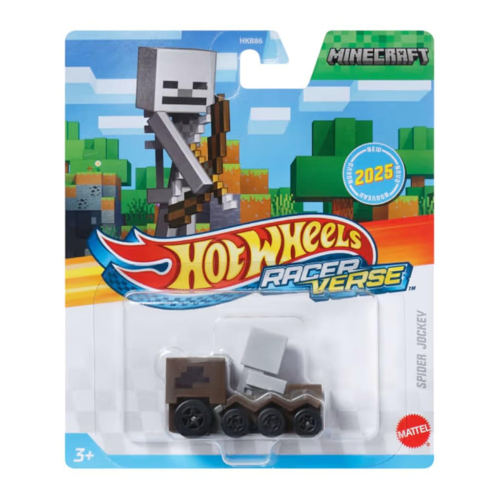Hot Wheels Racerverse Minecraft Spider Jockey front view with durable die-cast body for play
