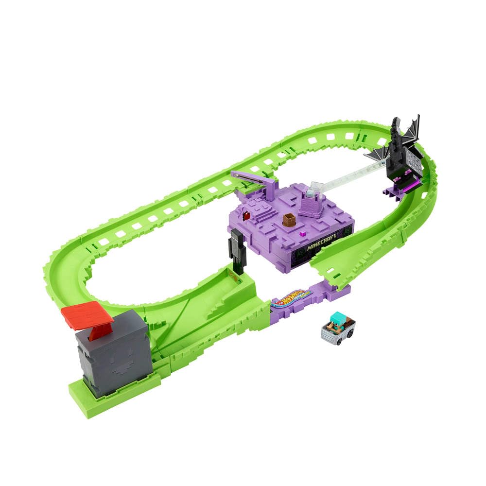 Hot Wheels RacerVerse Minecraft track set layout for fast, immersive racing adventures