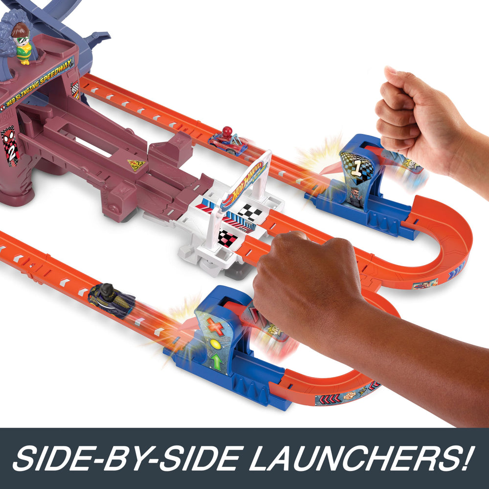 Hot Wheels RacerVerse slam-launcher enabling quick starts on the track.