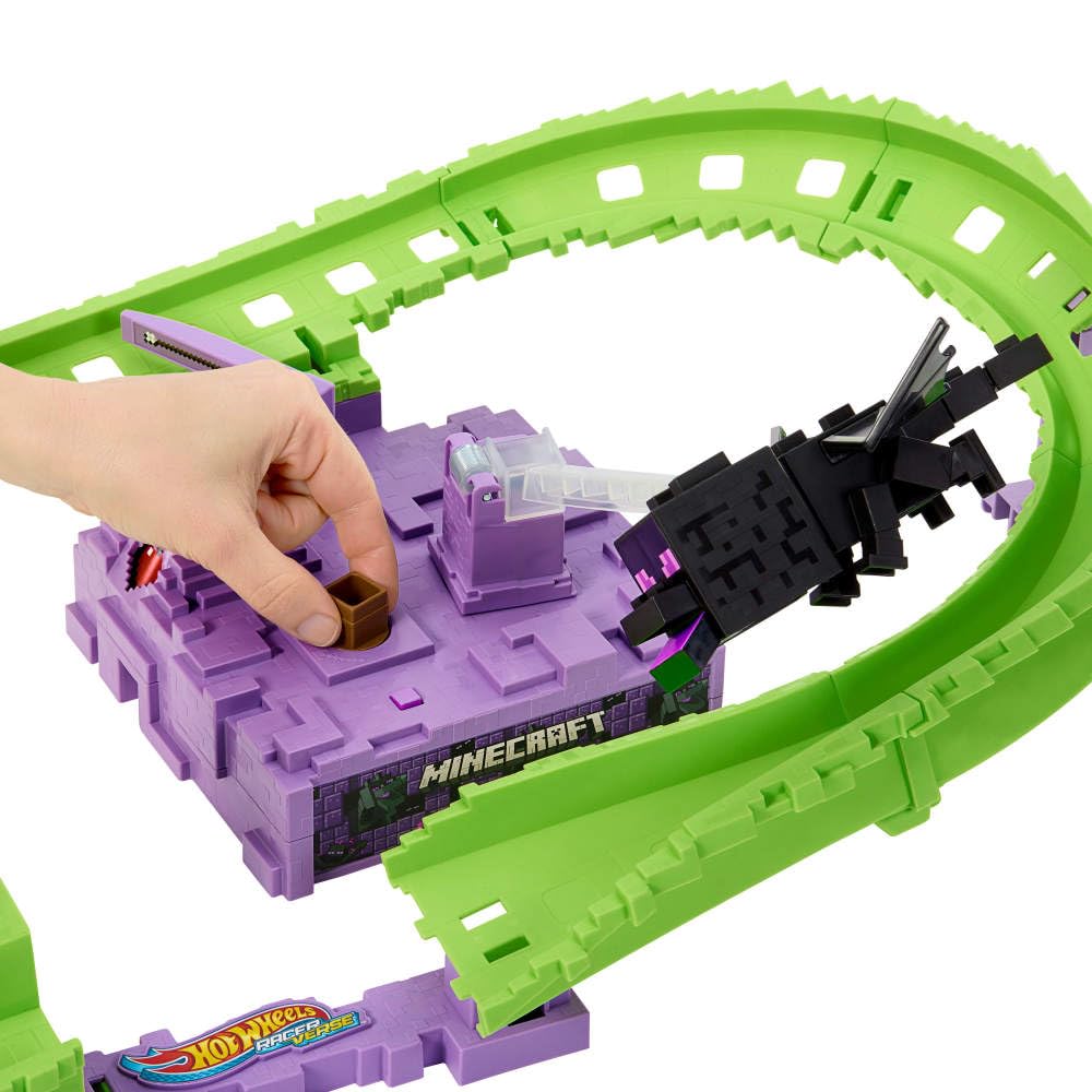 Hot Wheels RacerVerse swinging Ender Dragon mechanism adds dramatic, interactive play