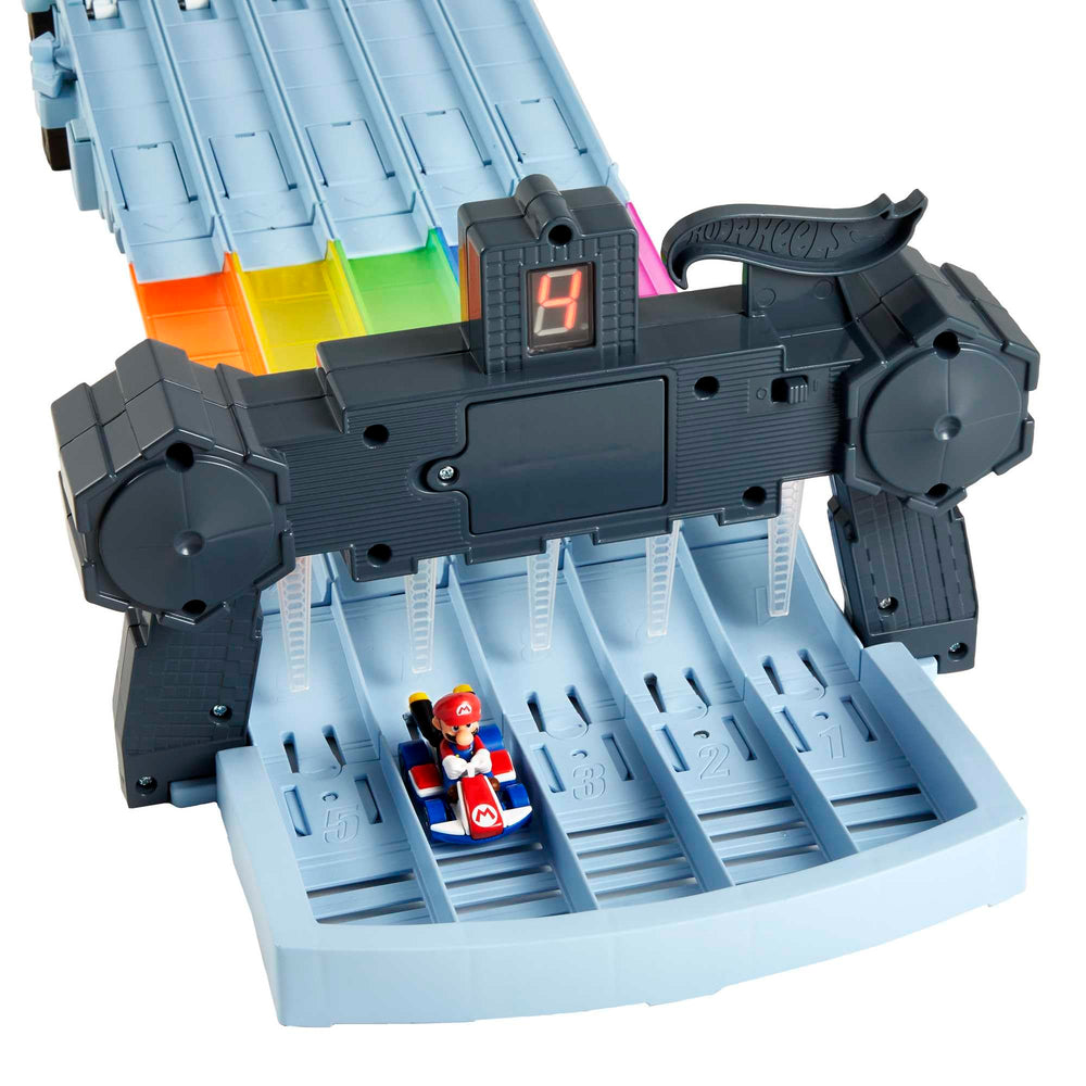 Hot Wheels Rainbow Road Raceway electronic start gate with bright lights