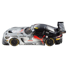 Hot Wheels Real Riders Mercedes-AMG GT3 1:43 rear view highlights authentic detailing.