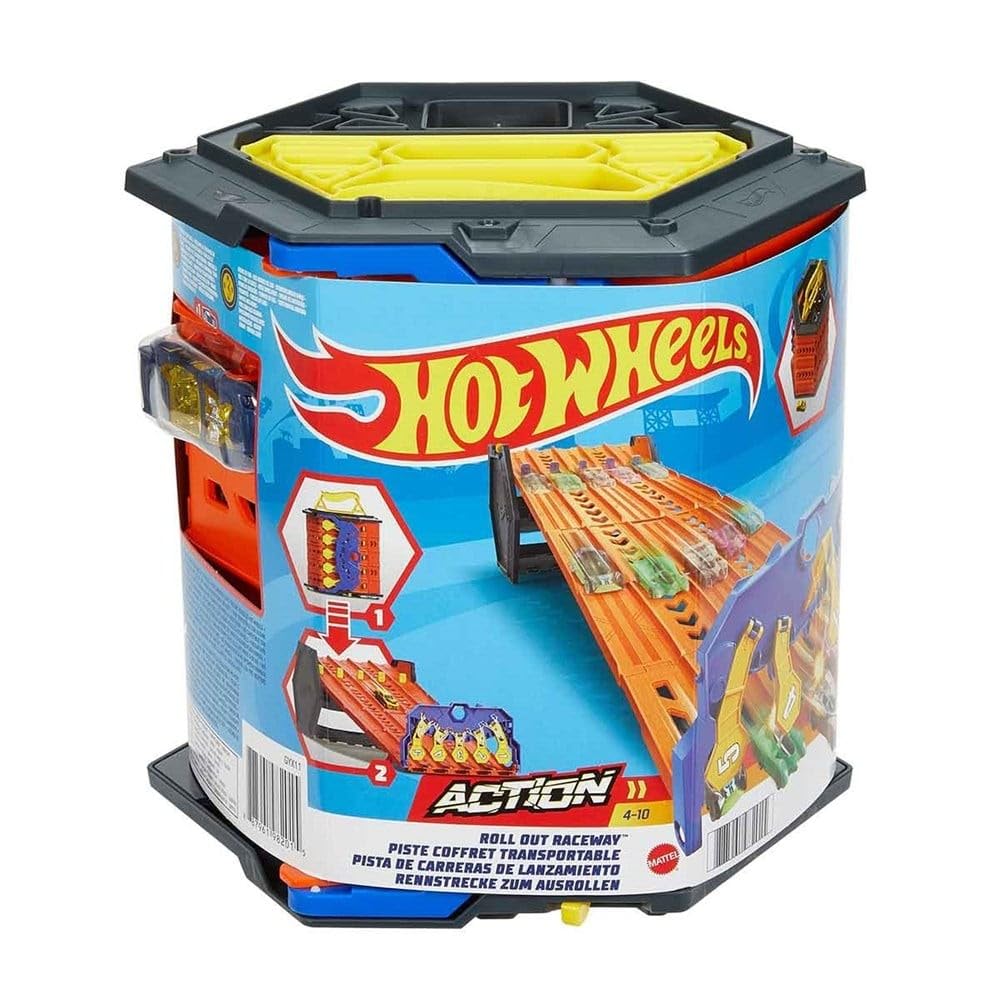 Hot Wheels Roll Out Raceway includes a car ready for action out of the box