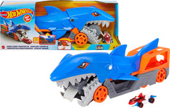 Hot Wheels Shark Chomp Transport front view shows bite and storage feature.