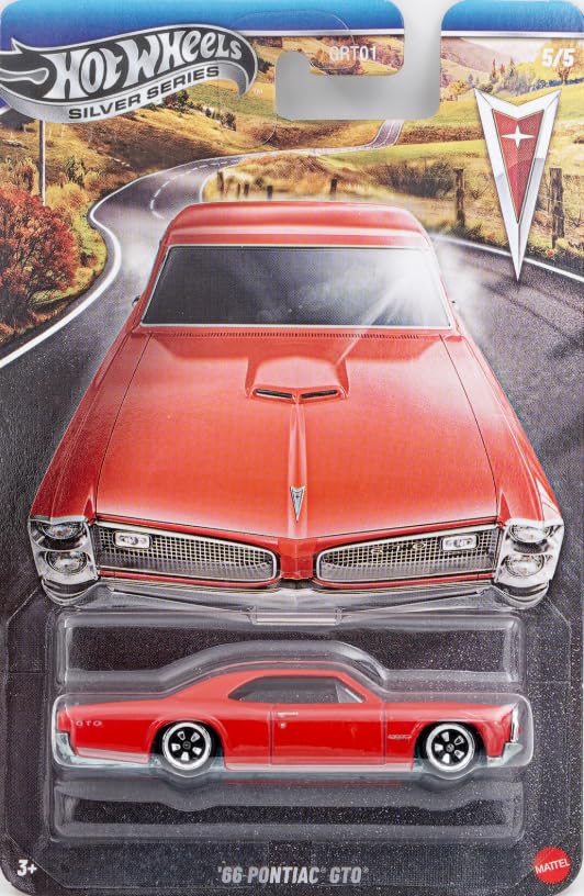 Hot Wheels Silver Series 66 Pontiac GTO red chase with metal body, ideal for display or gifting