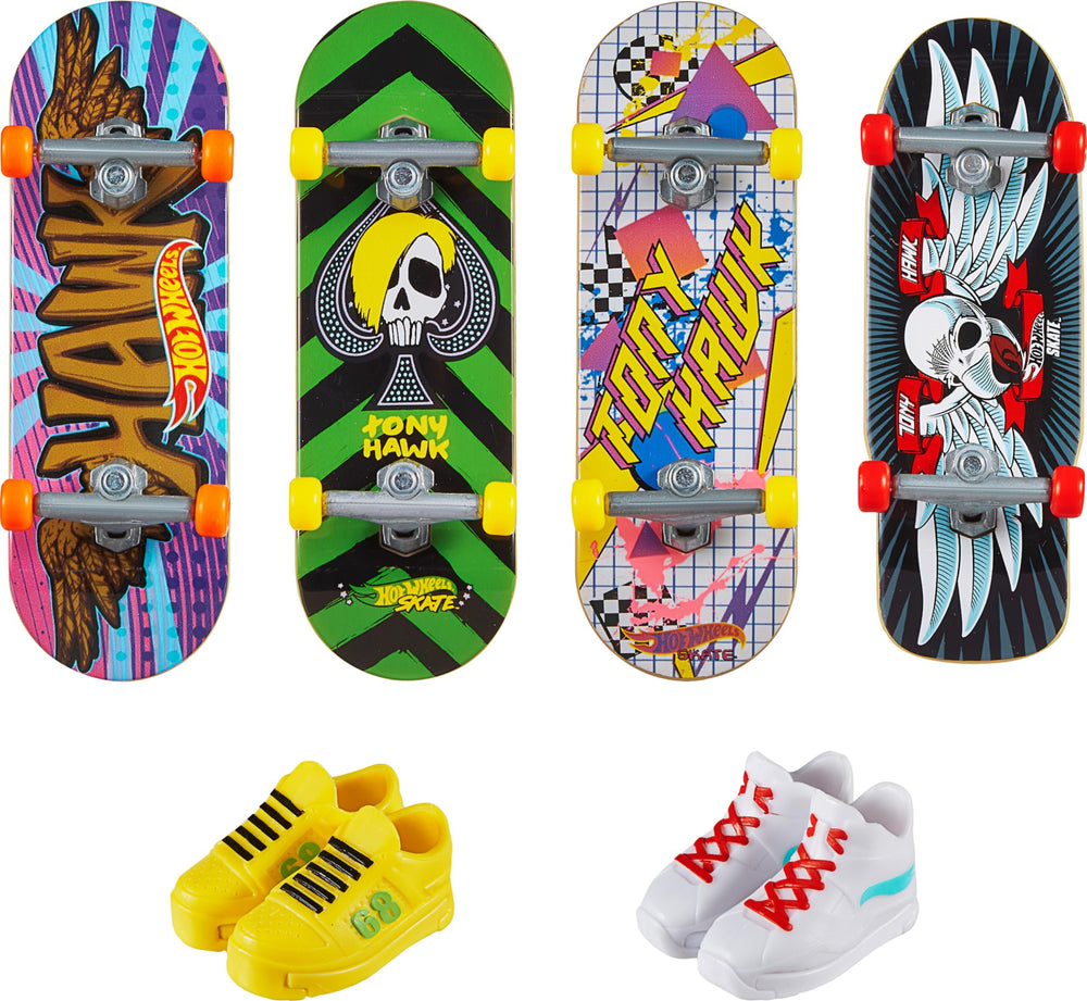 Hot Wheels Skate Tony Hawk fingerboard collection with four decks for creative tricks