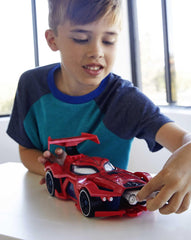 Hot Wheels Spider-Man spoiler action launcher demonstrates target-focused play.
