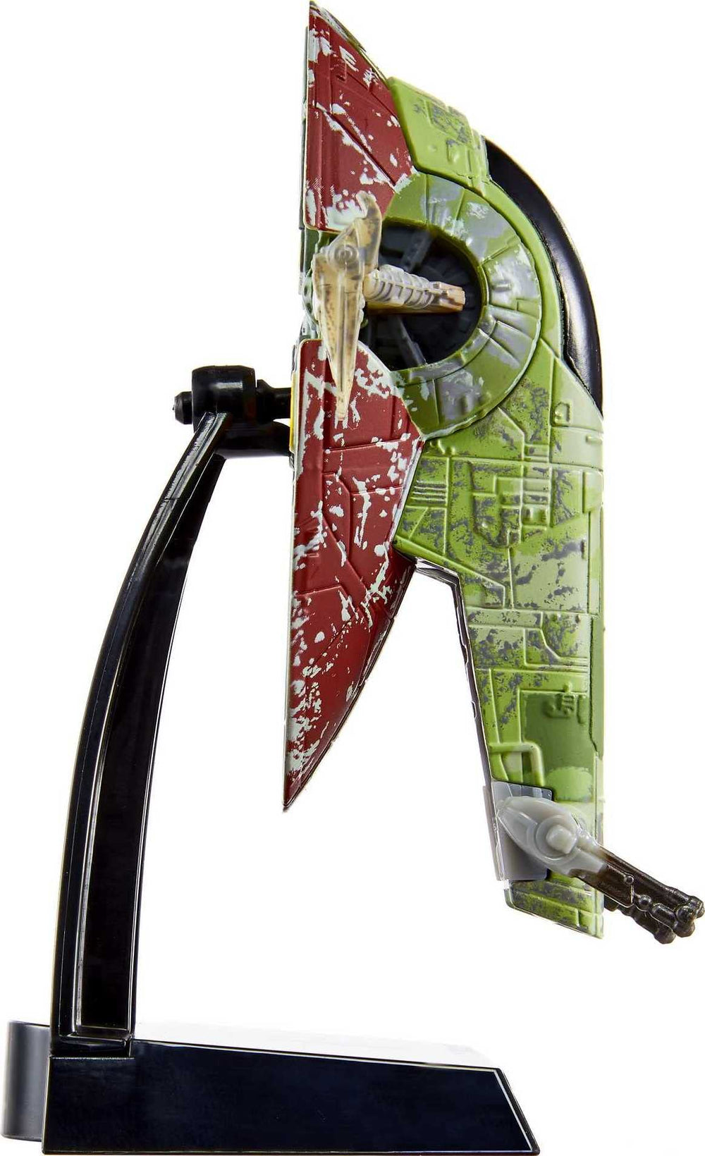 Close-up reveals fine detailing and painting on the Boba Fett ship.