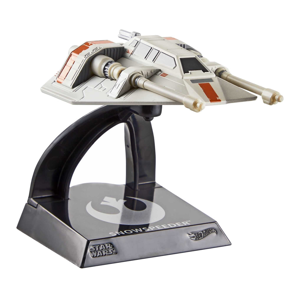 Hot Wheels Star Wars Snowspeeder side view shows detailed sculpt for authentic display.