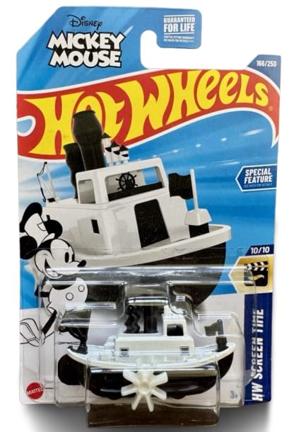 Mattel Hot Wheels Steamboat William in black and white, 1:64 scale die-cast for display or collection