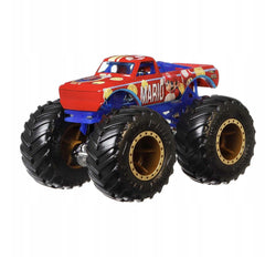 Hot Wheels Super Mario Monster Trucks Series front view highlights iconic Mario styling for fans.