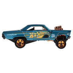 Hot Wheels teal and gold finish close-up highlights premium paint