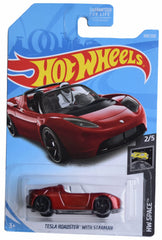 Hot Wheels Tesla Roadster with Starman 1:64 scale die-cast model for display and collection.