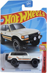 Hot Wheels Toyota Land Cruiser 80 die-cast detail showcases durable metal build for display.