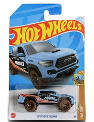 Hot Wheels Toyota Tacoma HW Dirt blue car image for display and imaginative play.