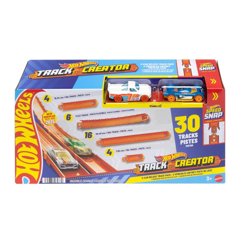 Hot Wheels Track Creator Deluxe Pack shows assembled track layout for imaginative play