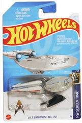 Hot Wheels U.S.S. Enterprise NCC-1701 die-cast model for display and Star Trek collection.