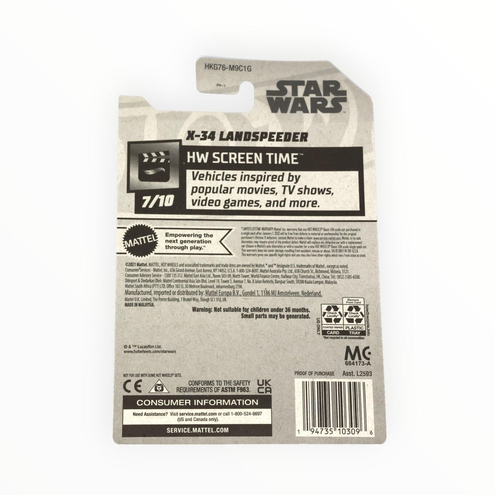 Hot Wheels X-34 Landspeeder side view for dynamic racing scenes and display