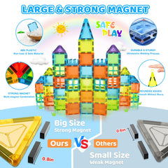 Colorful square and triangle pieces enable 2D and 3D designs