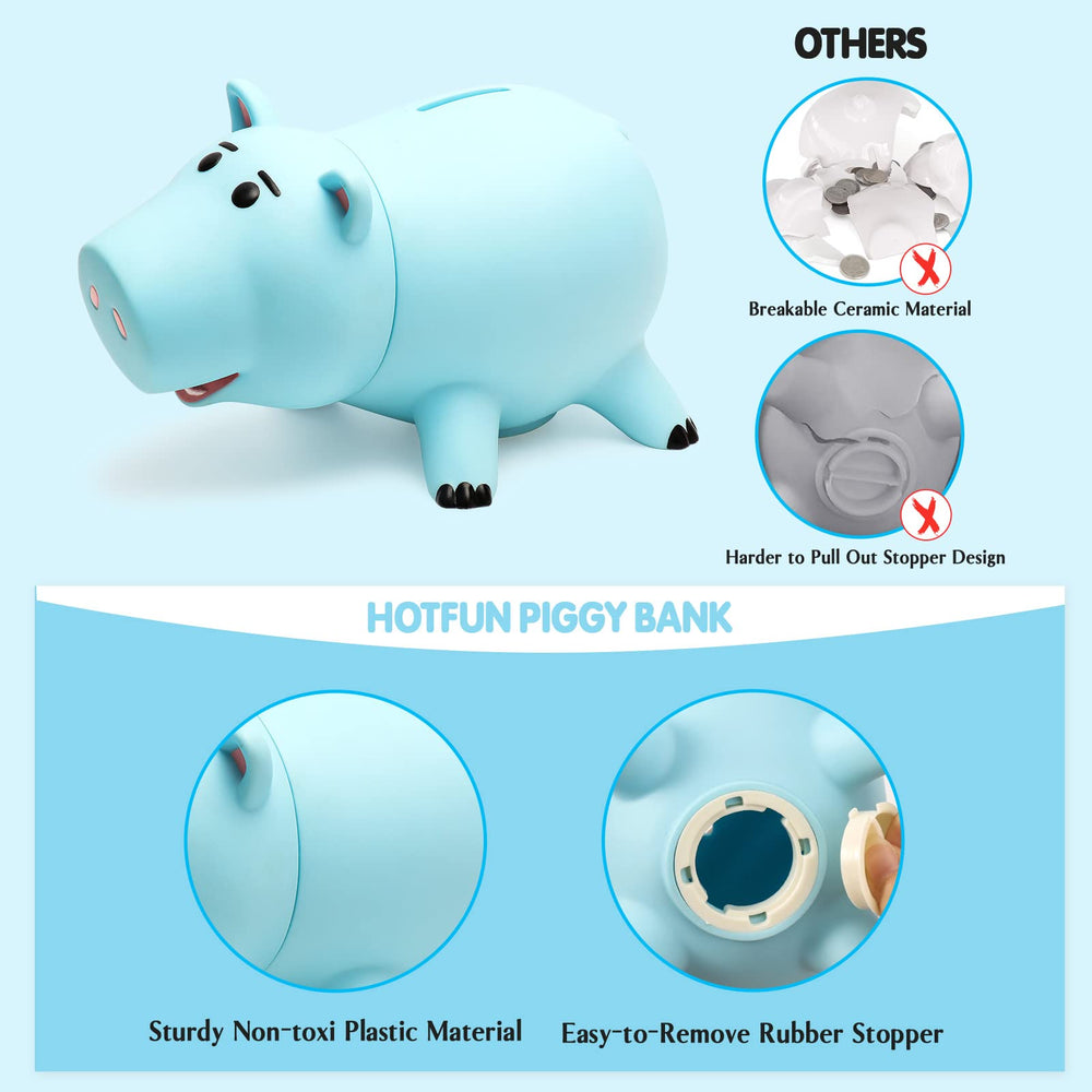 HOTFUN Hamm piggy bank blue top view with coin slot