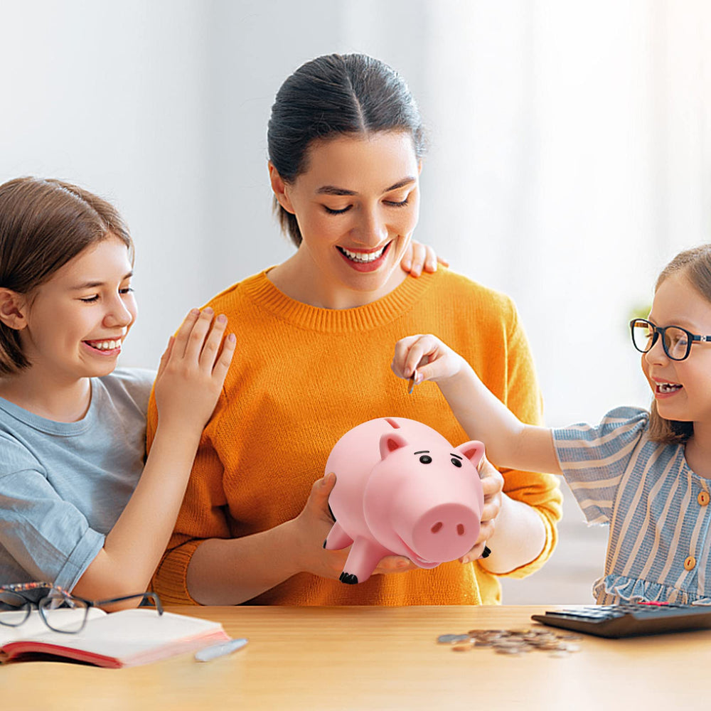 HOTFUN pink piggy bank encourages saving with a friendly design.