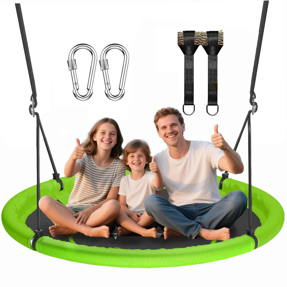 Hotjump 48-inch saucer swing in backyard ready for family fun