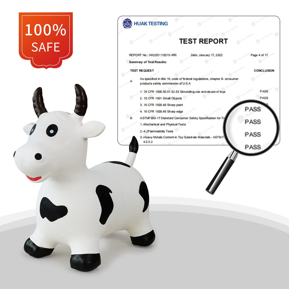 HotMax bouncy cow hopper side view with handle and sturdy base