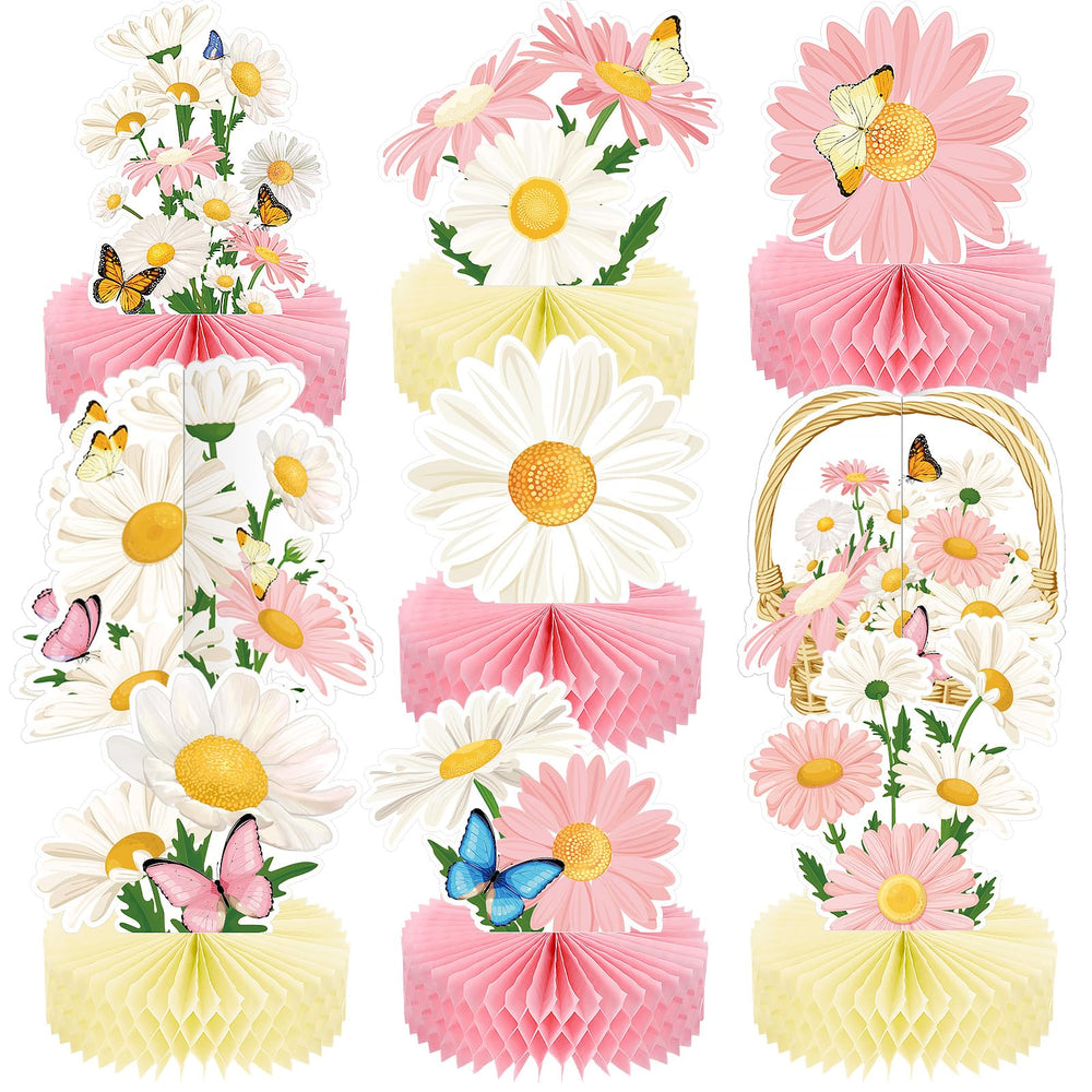 Hotop pink daisy honeycomb centerpiece for festive tables, ideal for birthdays.