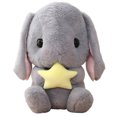 HOUPU Sitting Lop-Eared Rabbit gray-star plush for cozy bedtime cuddles