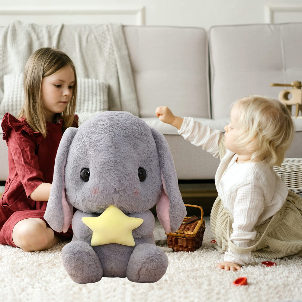 HOUPU pink-strawberry plush rabbit lends charm to nursery decor