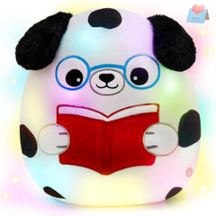 Houwsbaby 12-inch light-up reading spotted dog pillow illuminates nighttime reading