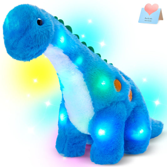 Houwsbaby 14-inch blue light up dinosaur plush glows softly for bedtime.
