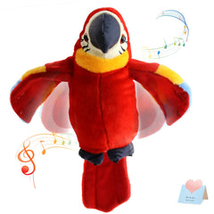 Houwsbaby 9-inch red talking parrot plush ready for interactive play and language practice