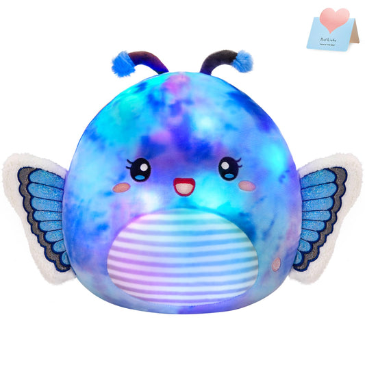 Houwsbaby blue light-up butterfly pillow glows softly for bedtime comfort.