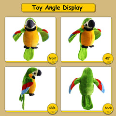 Houwsbaby parrot plush showing battery compartment area.