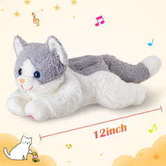Houwsbaby singing kitty light-up plush in action, plays familiar tunes for kids.