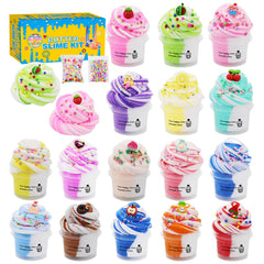 Howlaiwoo 16-pack two-toned butter slime kit offers bright colors for creative play