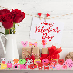 Howzcci valentines squishy toy collection displayed in a colorful setup